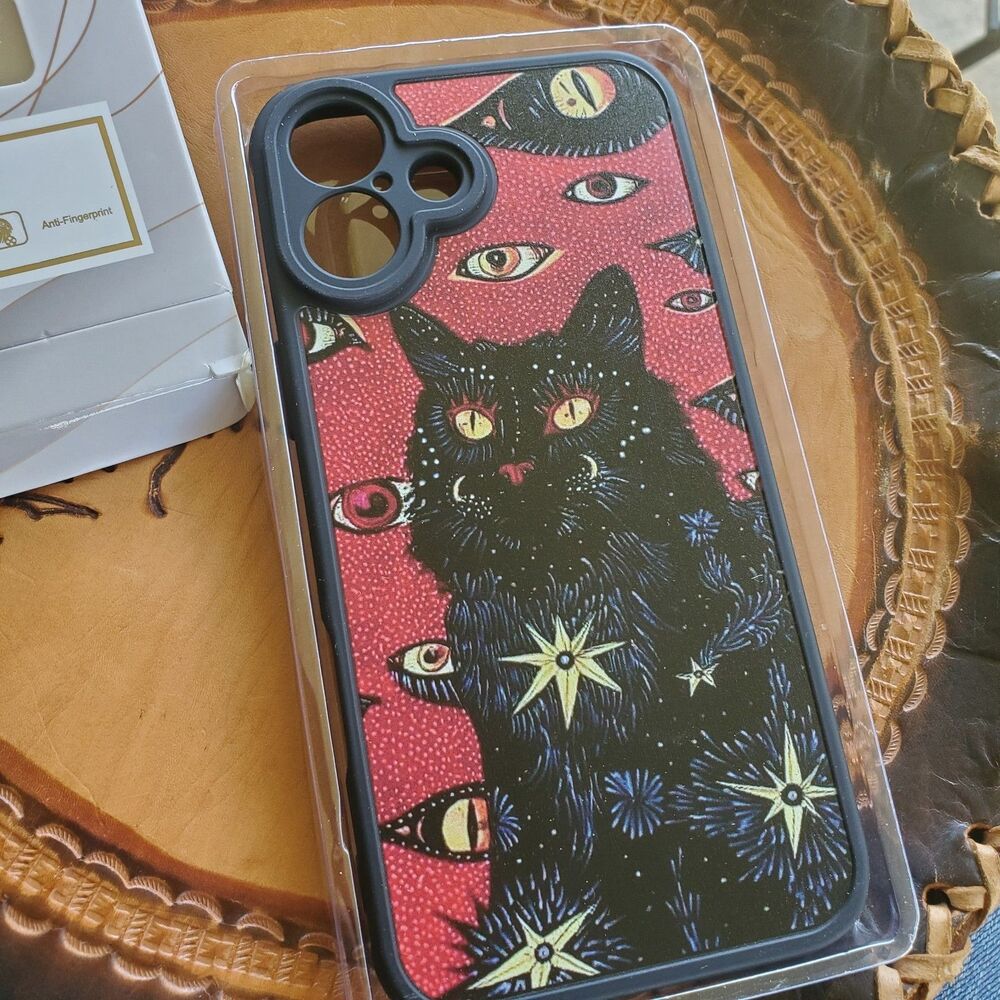 Cute Cool Animal Black Cat Case for iPhone 16 Plus Unique Trendy Soft TPU Bumper